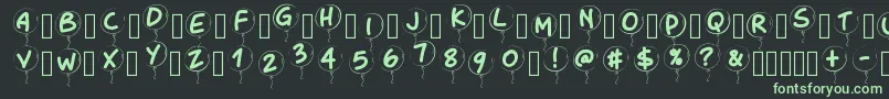 フォントPwballoon – 黒い背景に緑の文字