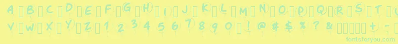 Pwballoon Font – Green Fonts on Yellow Background