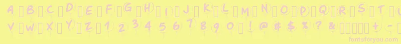 Pwballoon-fontti – vaaleanpunaiset fontit keltaisella taustalla