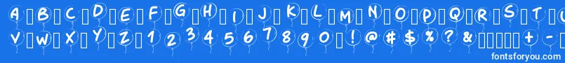 フォントPwballoon – 青い背景に白い文字