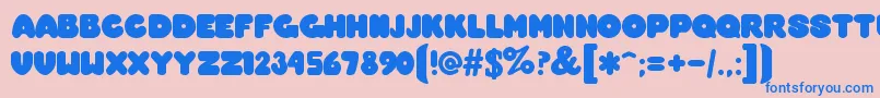 OvermuchRegular Font – Blue Fonts on Pink Background