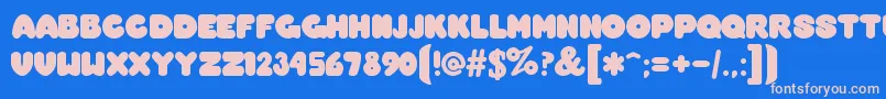 OvermuchRegular Font – Pink Fonts on Blue Background