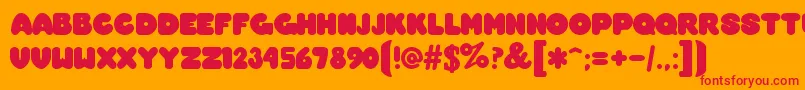 OvermuchRegular Font – Red Fonts on Orange Background