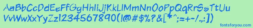 Vtcsundaykomixkrumpled Font – Blue Fonts on Green Background