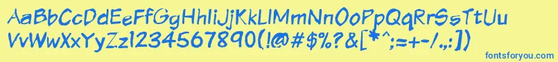 Vtcsundaykomixkrumpled Font – Blue Fonts on Yellow Background