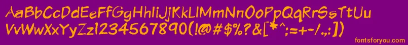 フォントVtcsundaykomixkrumpled – 紫色の背景にオレンジのフォント