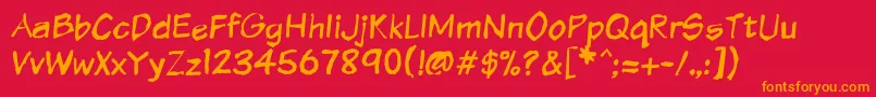 Vtcsundaykomixkrumpled Font – Orange Fonts on Red Background