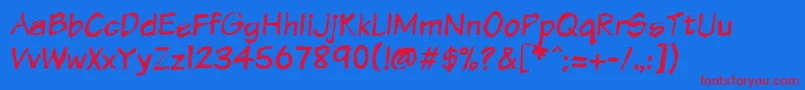 Vtcsundaykomixkrumpled Font – Red Fonts on Blue Background