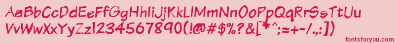 フォントVtcsundaykomixkrumpled – ピンクの背景に赤い文字