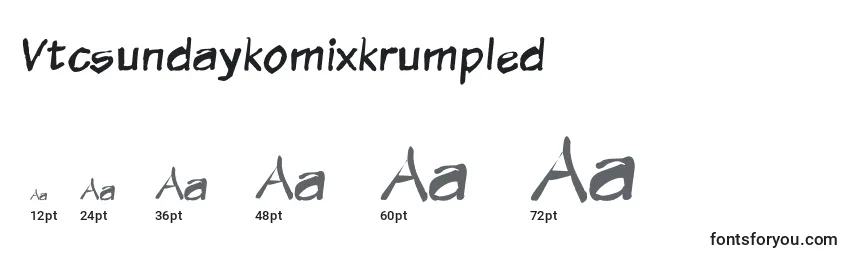 Размеры шрифта Vtcsundaykomixkrumpled