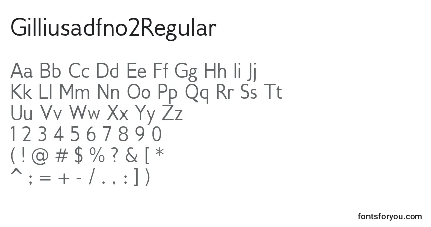 Czcionka Gilliusadfno2Regular – alfabet, cyfry, specjalne znaki