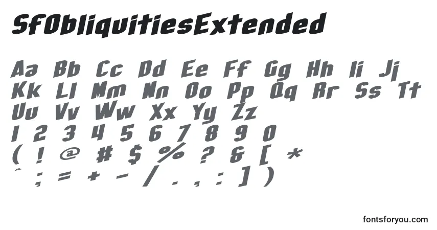 Czcionka SfObliquitiesExtended – alfabet, cyfry, specjalne znaki