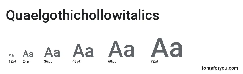 Größen der Schriftart Quaelgothichollowitalics