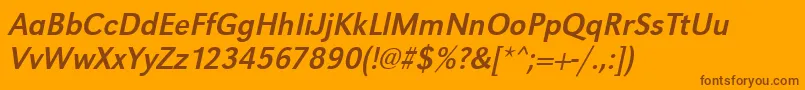 UrwgrotesktnarOblique-Schriftart – Braune Schriften auf orangefarbenem Hintergrund
