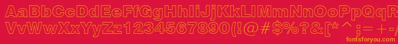 Swiss721BlackOutlineBt Font – Orange Fonts on Red Background