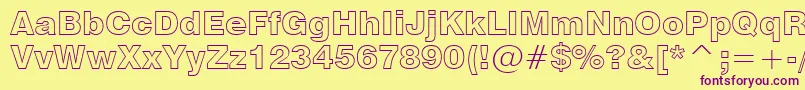 Swiss721BlackOutlineBt Font – Purple Fonts on Yellow Background