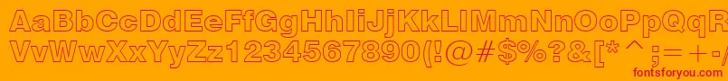 Swiss721BlackOutlineBt Font – Red Fonts on Orange Background
