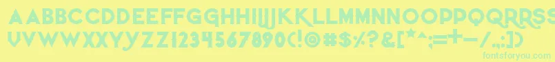 フォントQuietthiefbold – 黄色い背景に緑の文字