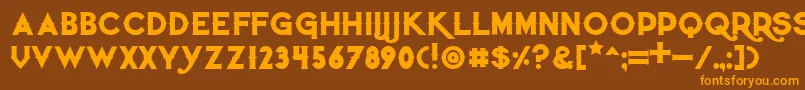 フォントQuietthiefbold – オレンジ色の文字が茶色の背景にあります。