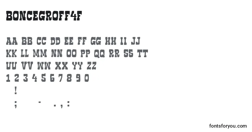 A fonte BoncegroFf4f – alfabeto, números, caracteres especiais