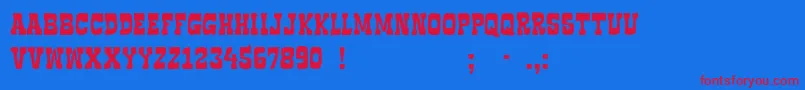 フォントBoncegroFf4f – 赤い文字の青い背景