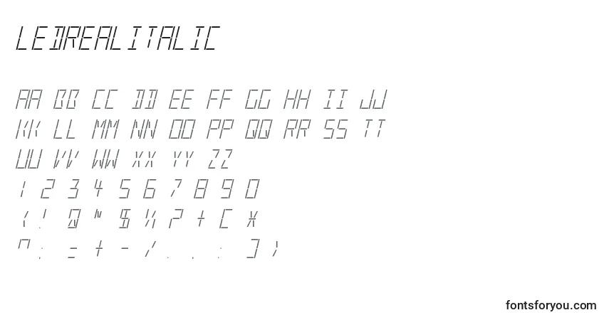 Schriftart LedRealItalic – Alphabet, Zahlen, spezielle Symbole
