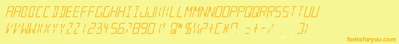 LedRealItalic Font – Orange Fonts on Yellow Background