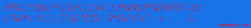 LedRealItalic Font – Red Fonts on Blue Background