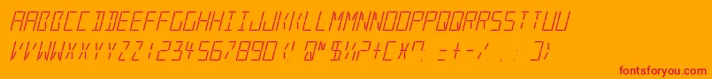 LedRealItalic Font – Red Fonts on Orange Background