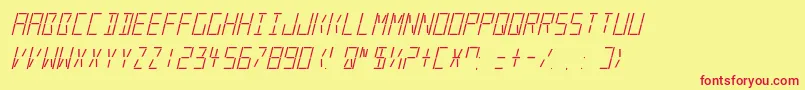 LedRealItalic Font – Red Fonts on Yellow Background