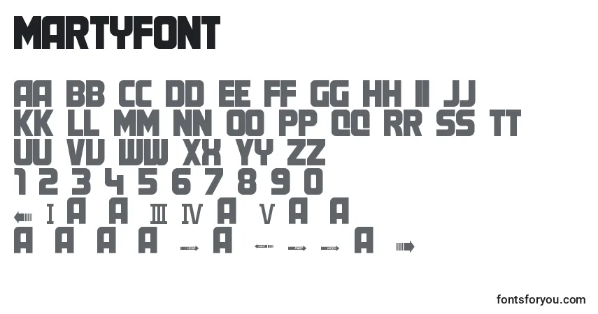 MartyFont-fontti – aakkoset, numerot, erikoismerkit