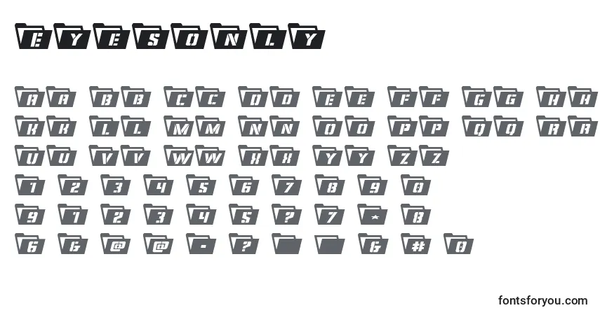 Шрифт Eyesonly – алфавит, цифры, специальные символы