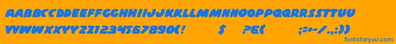 CasperComicsSolid-Schriftart – Blaue Schriften auf orangefarbenem Hintergrund