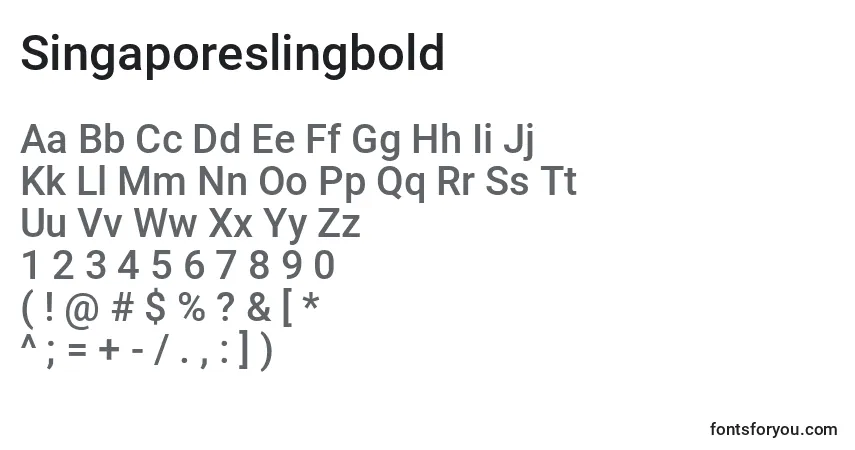 A fonte Singaporeslingbold – alfabeto, números, caracteres especiais