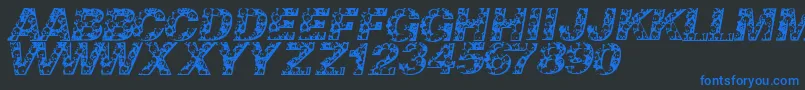 フォントSkullvetica – 黒い背景に青い文字