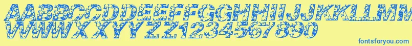 Skullvetica Font – Blue Fonts on Yellow Background