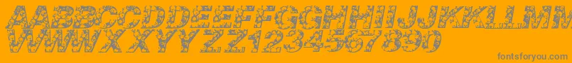Skullvetica-Schriftart – Graue Schriften auf orangefarbenem Hintergrund