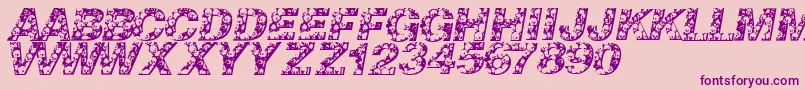 Skullvetica-Schriftart – Violette Schriften auf rosa Hintergrund