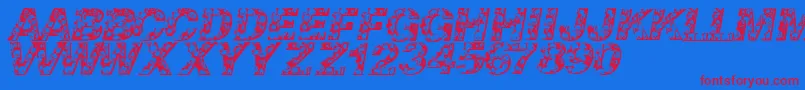 Skullvetica Font – Red Fonts on Blue Background