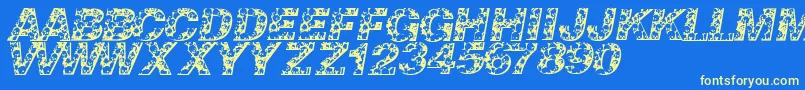 Skullvetica Font – Yellow Fonts on Blue Background