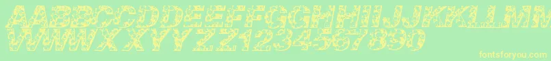 Skullvetica Font – Yellow Fonts on Green Background