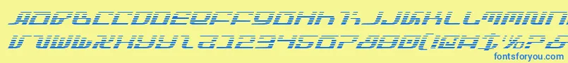 フォントInfinityFormulaGradientItal – 青い文字が黄色の背景にあります。
