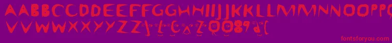 Matissethree-Schriftart – Rote Schriften auf violettem Hintergrund