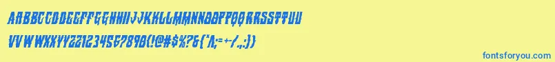 フォントWarlocksalecondital – 青い文字が黄色の背景にあります。