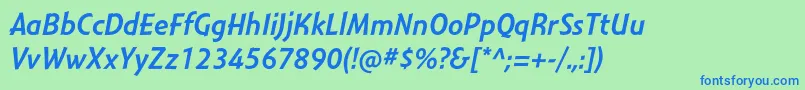 Czcionka MontaraItalic – niebieskie czcionki na zielonym tle