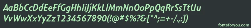 Czcionka MontaraItalic – zielone czcionki na czarnym tle