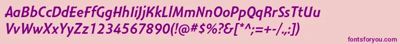Fonte MontaraItalic – fontes roxas em um fundo rosa