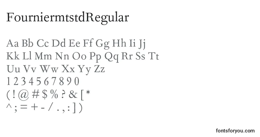 A fonte FourniermtstdRegular – alfabeto, números, caracteres especiais
