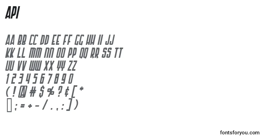 Шрифт Api – алфавит, цифры, специальные символы