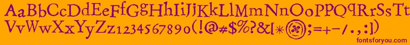 StampingNico-Schriftart – Violette Schriften auf orangefarbenem Hintergrund
